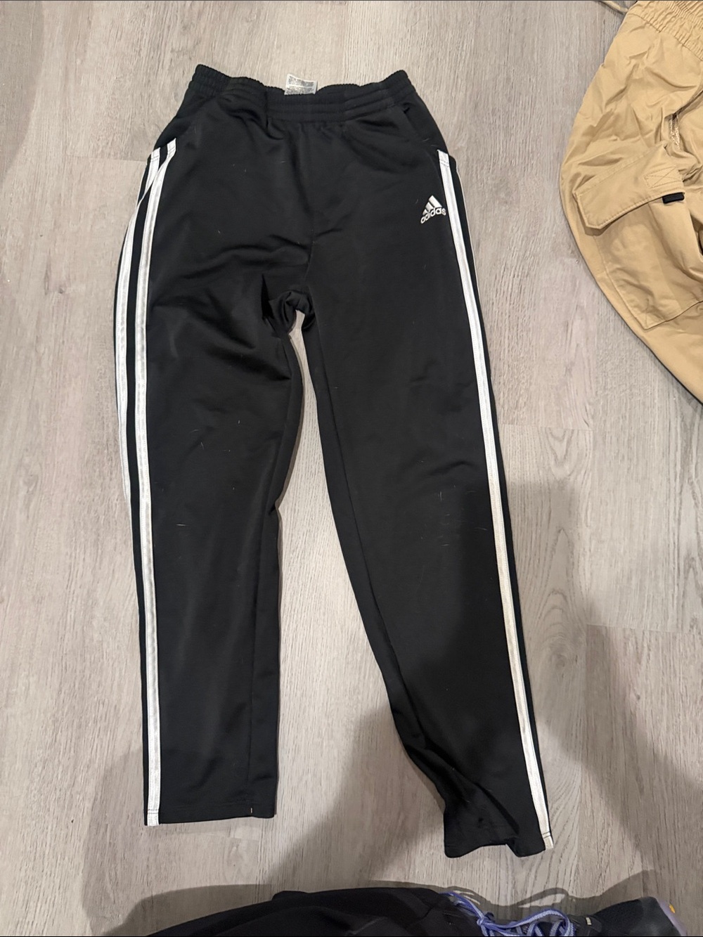 adidas Black Joggers with White Side Stripes - Kids